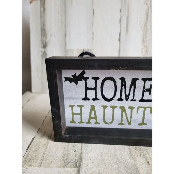 Halloween home sweet haunted home sign bat hanging prop - Picture 3 of 10